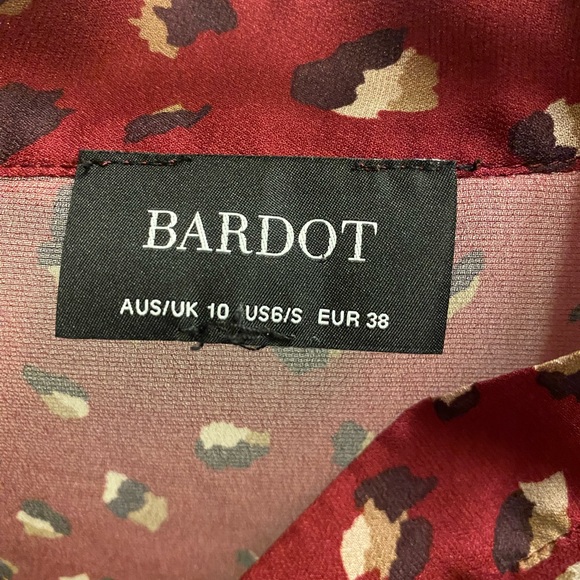 Bardot size 6/small burgundy & leopard print blouse - Picture 3 of 5